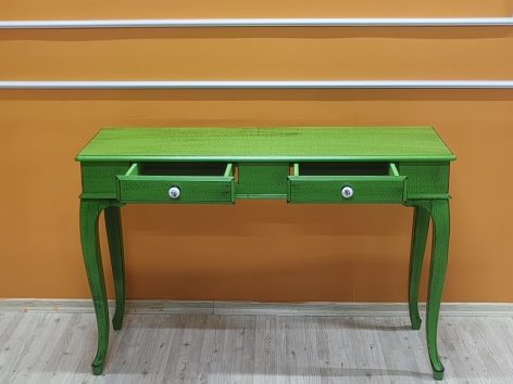 120 Cm Çekmeceli Yeşil Eskitme Dresuar & Makyaj Masası - Görsel 6