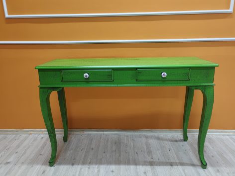120 Cm Çekmeceli Yeşil Eskitme Dresuar & Makyaj Masası - Görsel 3