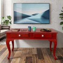 120 Cm Masif Çekmeceli Kırmızı Eskitme Tv Sehpası