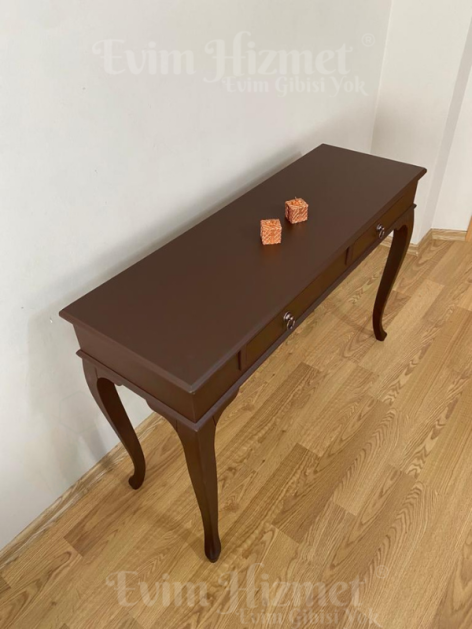 120 Cm Çekmeceli Koyu Kahverengi Dresuar & Makyaj Masası - Görsel 4