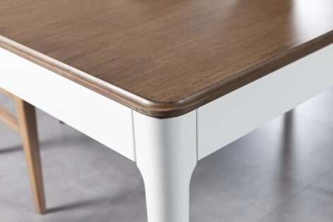 Evim Hizmet Soft 170 Cm Ceviz Tablalı Beyaz Açılır Yemek Masası