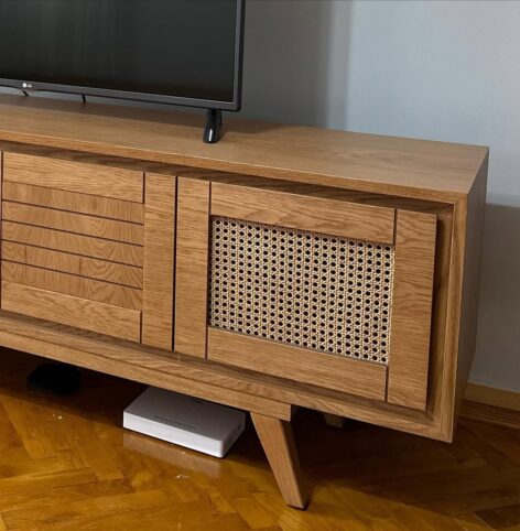 Evim Hizmet Natural Meşe Hasırlı Tv Sehpası - Görsel 3