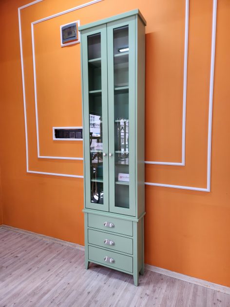 Evim Hizmet Camlı Kapaklı 3 Çekmeceli Pale Green Kitaplık - Görsel 8