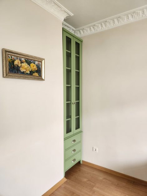 Evim Hizmet Camlı Kapaklı 3 Çekmeceli Pale Green Kitaplık