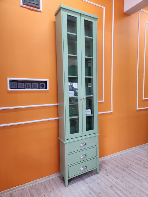 Evim Hizmet Camlı Kapaklı 3 Çekmeceli Pale Green Kitaplık - Görsel 4