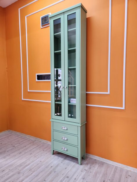 Evim Hizmet Camlı Kapaklı 3 Çekmeceli Pale Green Kitaplık - Görsel 2