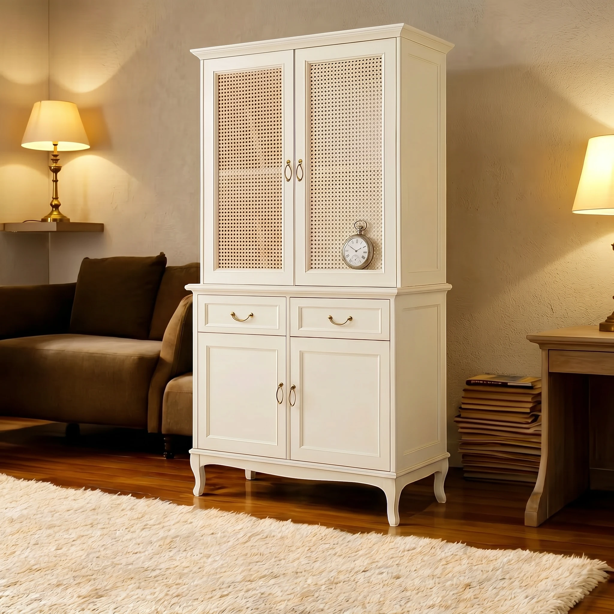 Evim Hizmet Hasır Kapaklı Beyaz Lükens Gümüşlük Vitrin - Görsel 2