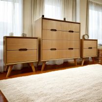 Evim Hizmet Natural Retro Komodin ve Şifonyer Takımı