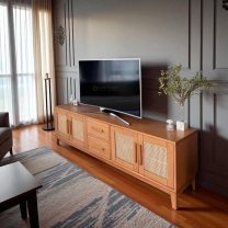 Evim Hizmet Natural Hasırlı Çekmeceli Konik Tv Sehpası