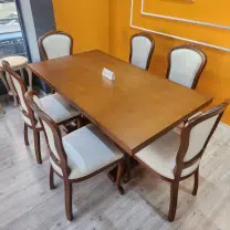 Evim Hizmet Ceviz Mudo Masa ve İtalyan Oymalı Sandalye Takımı
