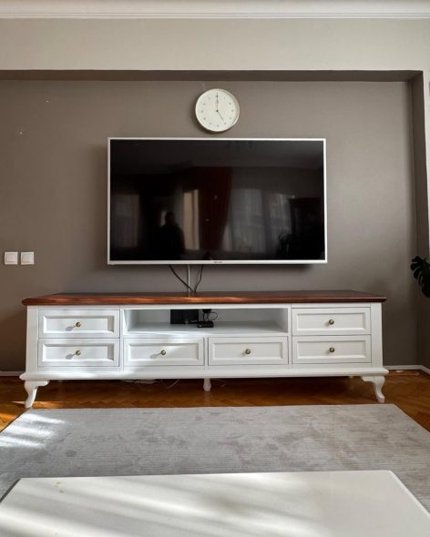 Glory Ceviz Tablalı Beyaz Tv Sehpası - Görsel 2