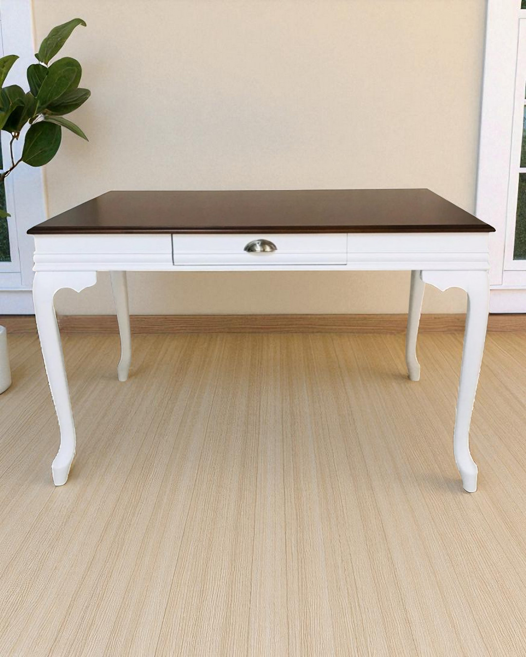 Evim Hizmet Lükens Ceviz Tablalı Beyaz Çalışma Masası