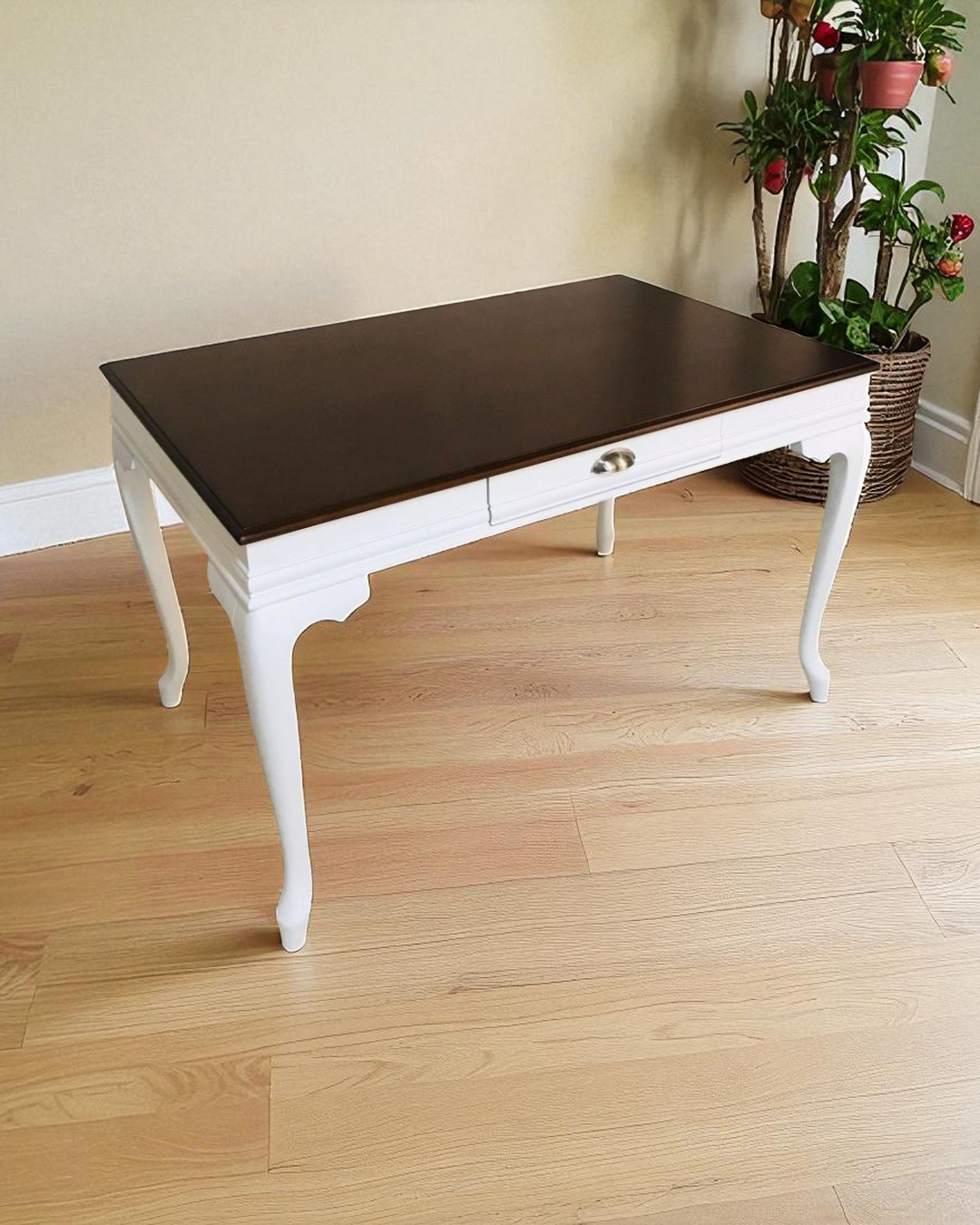 Evim Hizmet 110 Cm Lükens Ceviz Tablalı Beyaz Çalışma Masası