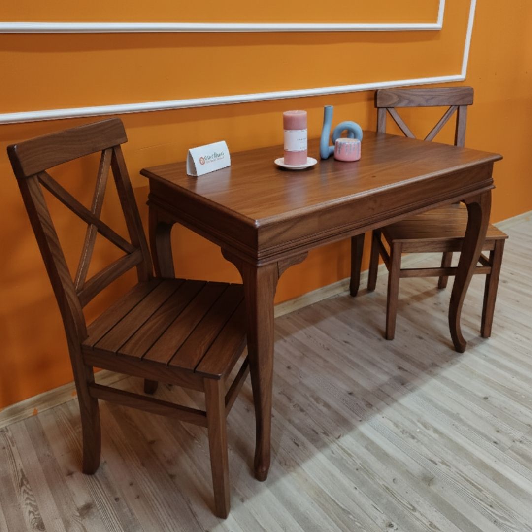 Evim Hizmet Ceviz Lükens 110 Cm Masa Sandalye Takımı