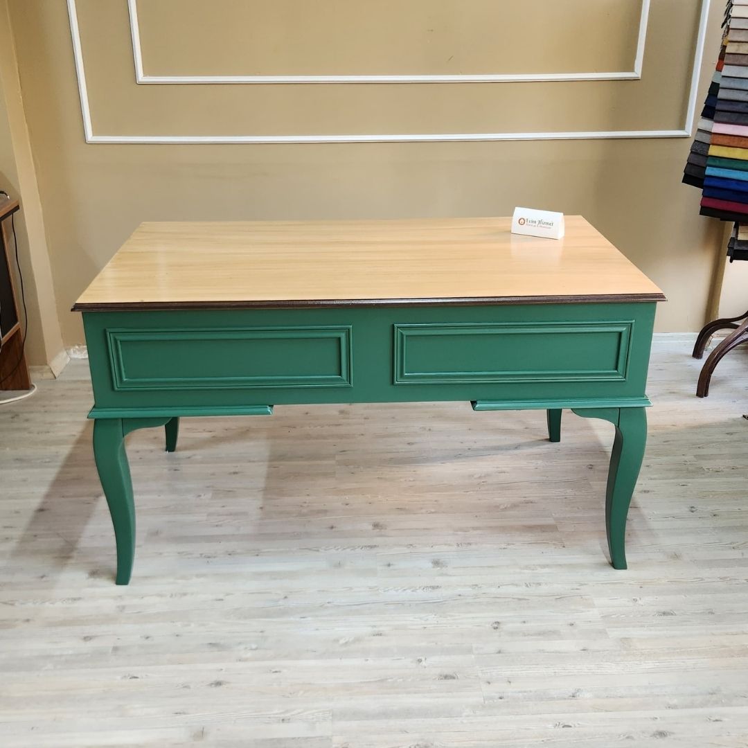 Evim Hizmet 140 Cm Natural Tablalı Kaktüs Yeşili Çizgi Çalışma Masası - Görsel 3