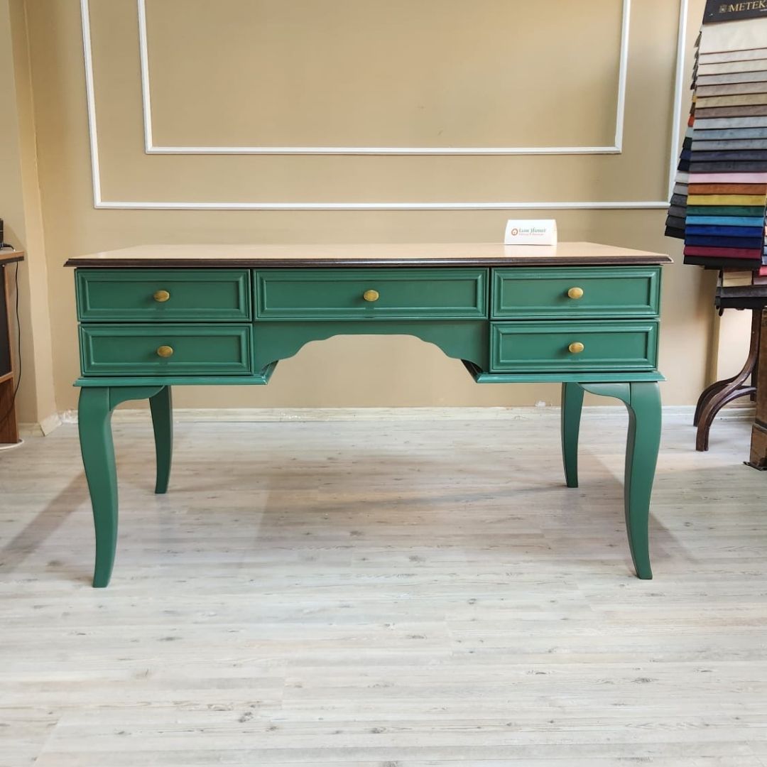 Evim Hizmet 140 Cm Natural Tablalı Kaktüs Yeşili Çizgi Çalışma Masası - Görsel 4