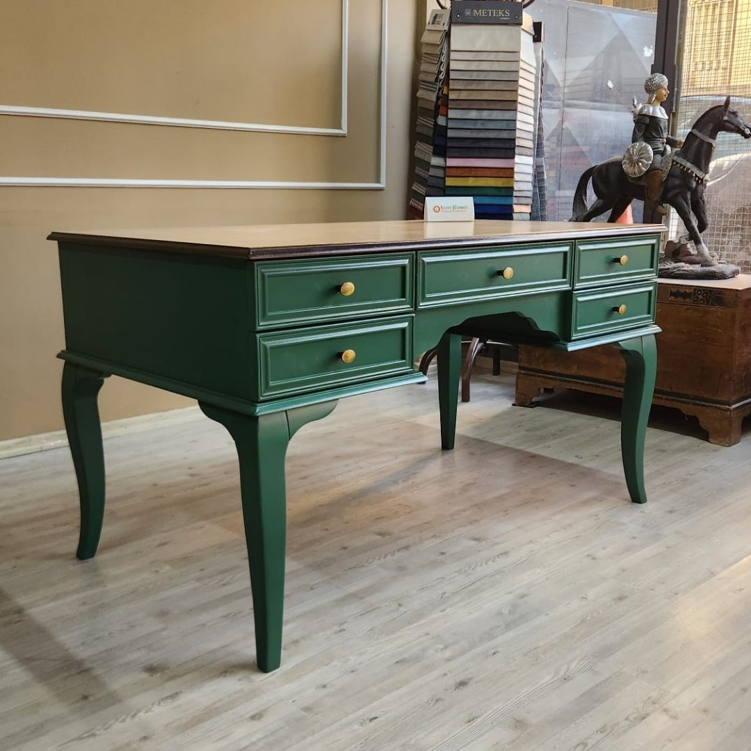 Evim Hizmet 140 Cm Natural Tablalı Kaktüs Yeşili Çizgi Çalışma Masası