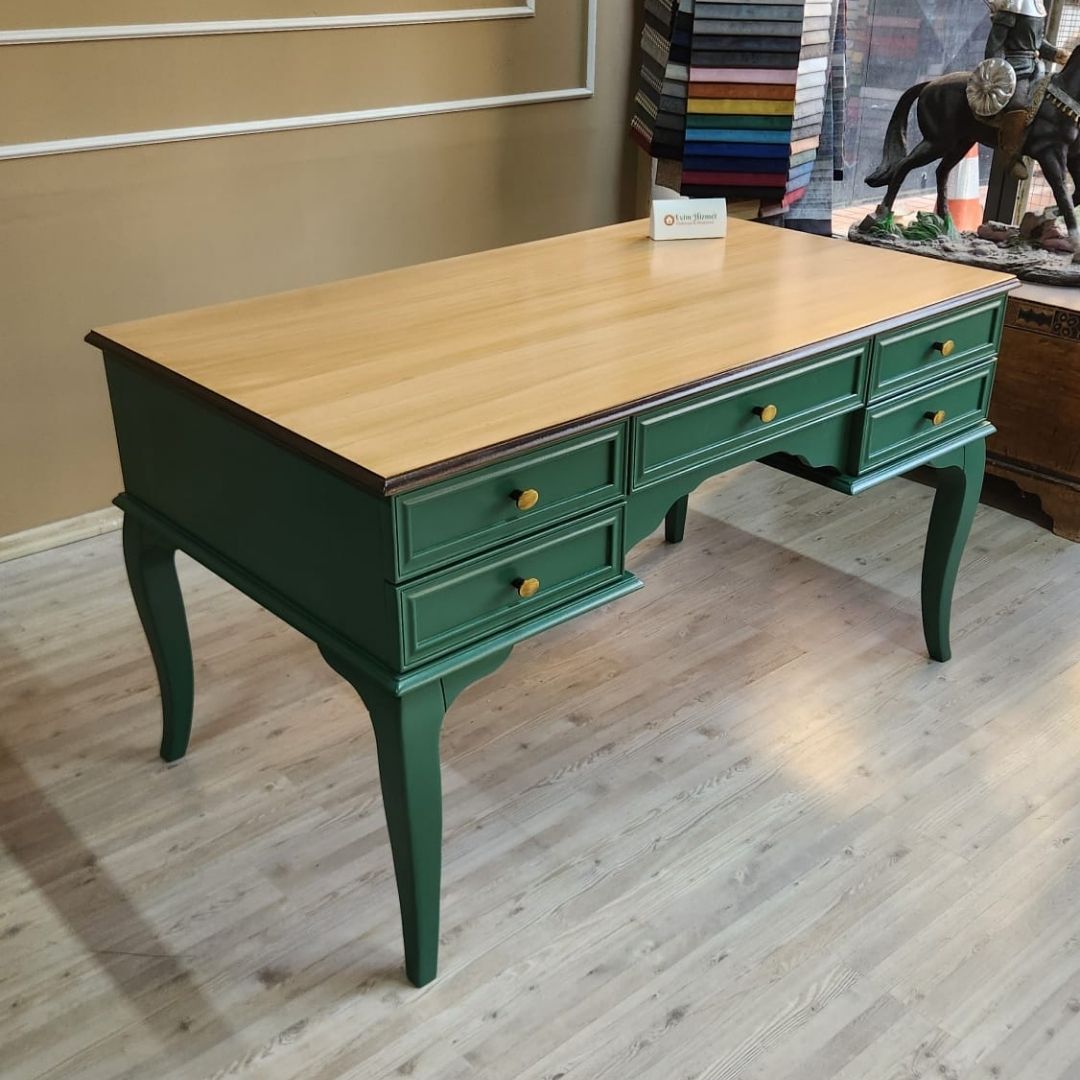 Evim Hizmet 140 Cm Natural Tablalı Kaktüs Yeşili Çizgi Çalışma Masası - Görsel 7