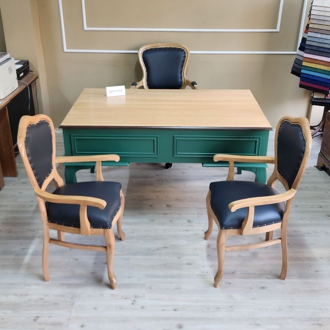 Evim Hizmet 140 Cm Natural Tablalı Kaktüs Yeşili Ofis Takımı - Görsel 5