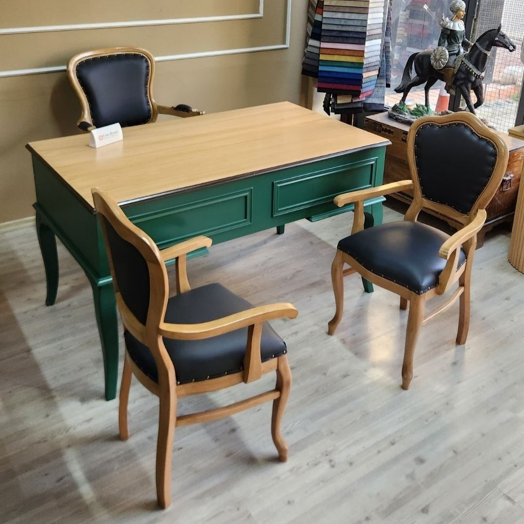 Evim Hizmet 140 Cm Natural Tablalı Kaktüs Yeşili Ofis Takımı - Görsel 4