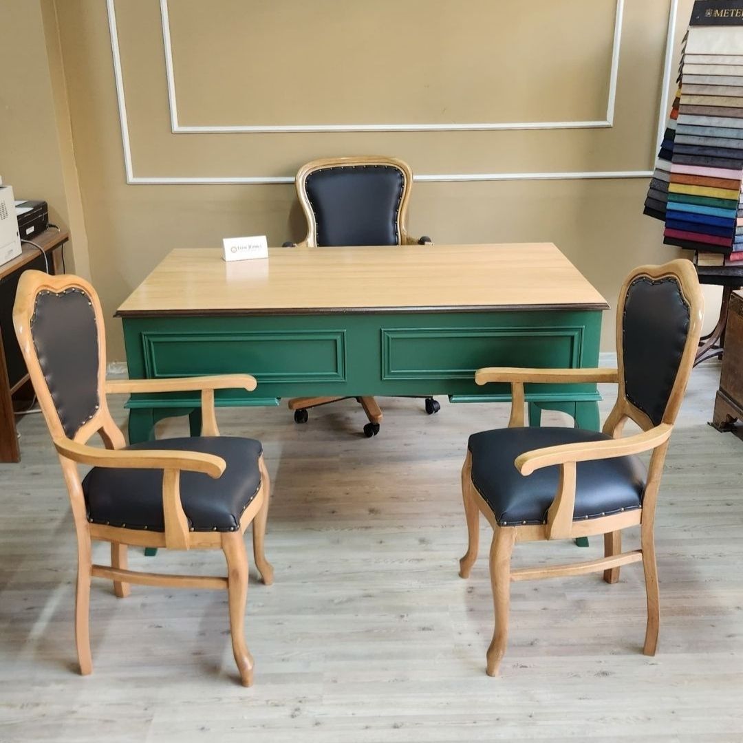 Evim Hizmet 140 Cm Natural Tablalı Kaktüs Yeşili Ofis Takımı - Görsel 3