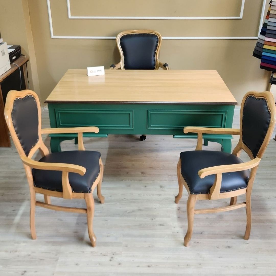 Evim Hizmet 140 Cm Natural Tablalı Kaktüs Yeşili Ofis Takımı - Görsel 2