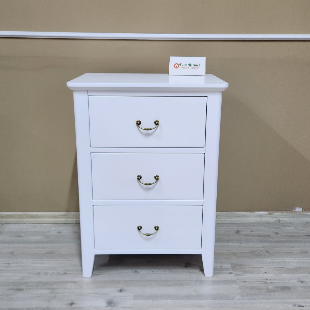 Evim Hizmet Nova 3 Çekmeceli Beyaz Komodin - Görsel 2