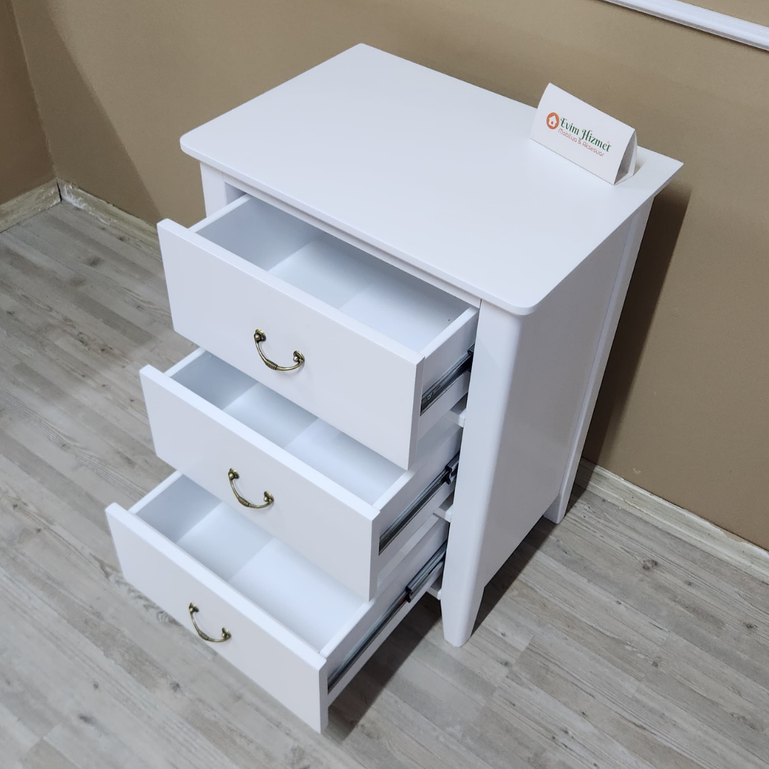 Evim Hizmet Nova 3 Çekmeceli Beyaz Komodin - Görsel 7