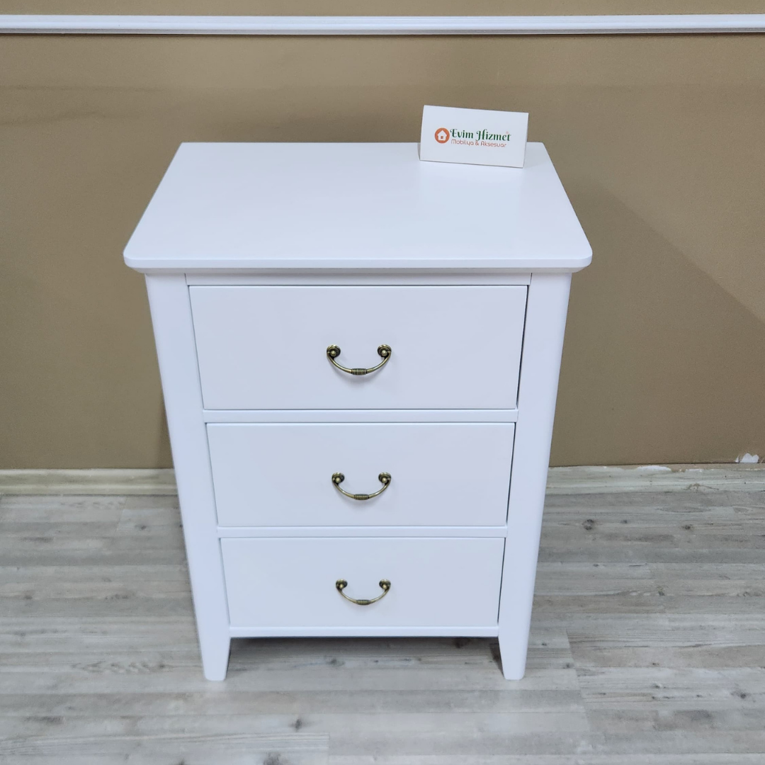 Evim Hizmet Nova 3 Çekmeceli Beyaz Komodin - Görsel 6