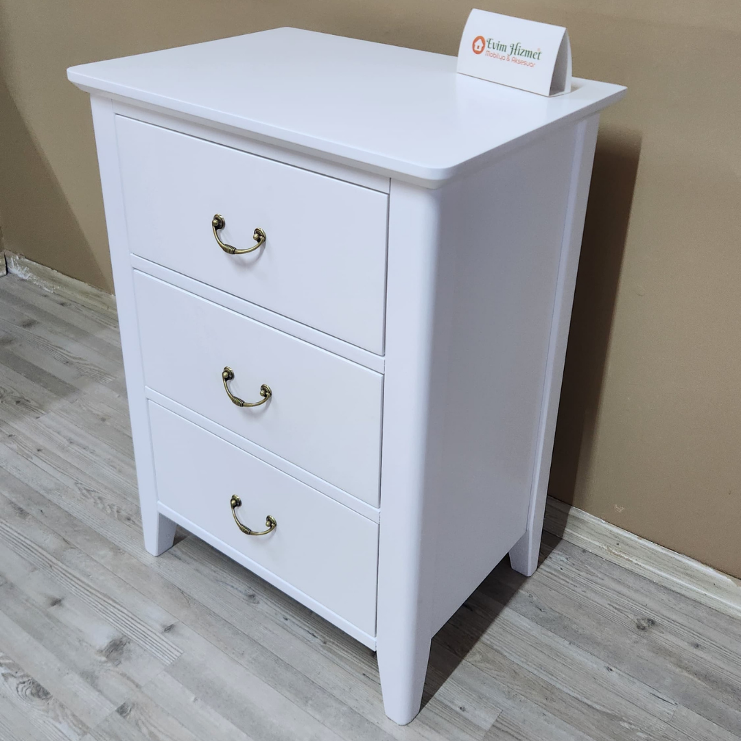 Evim Hizmet Nova 3 Çekmeceli Beyaz Komodin - Görsel 5