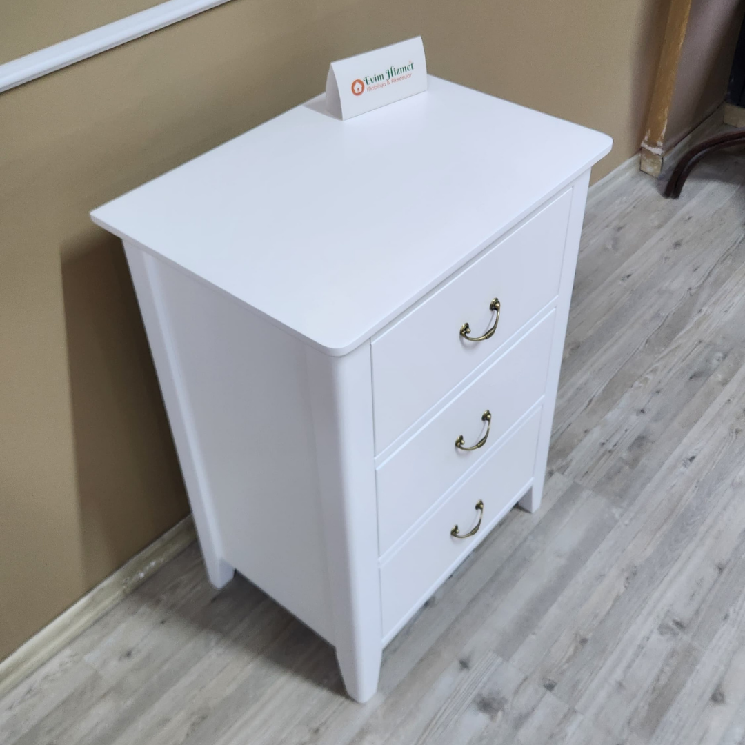 Evim Hizmet Nova 3 Çekmeceli Beyaz Komodin - Görsel 4