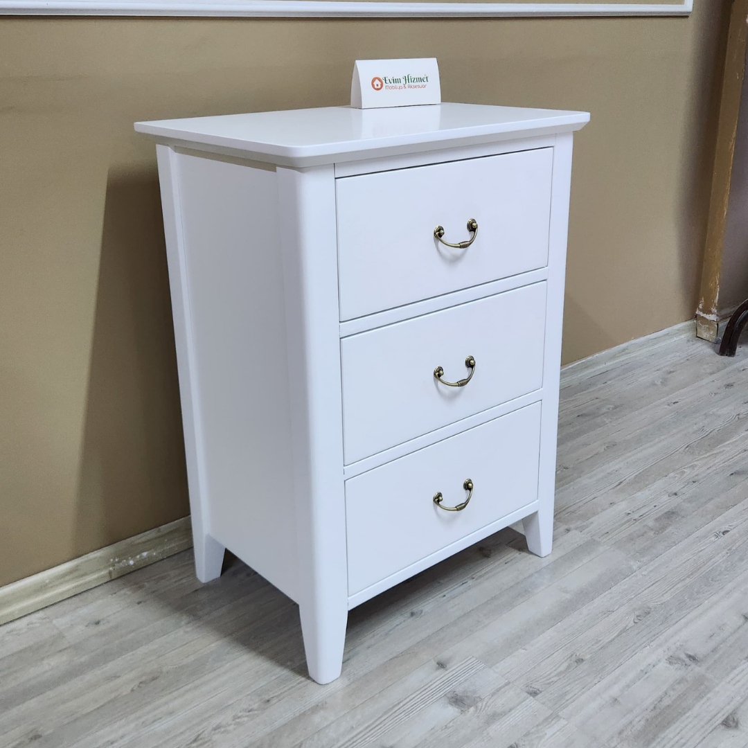 Evim Hizmet Nova 3 Çekmeceli Beyaz Komodin