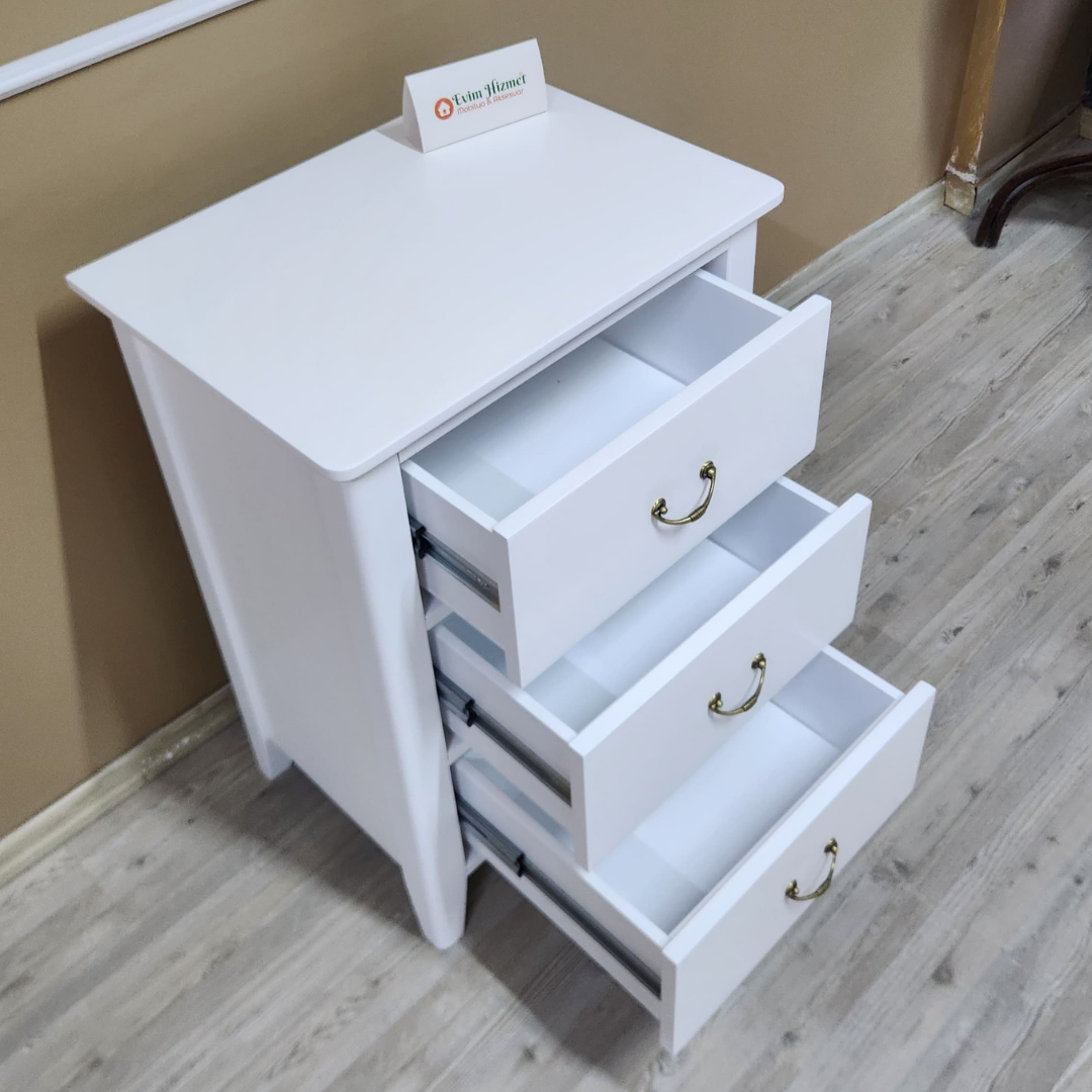 Evim Hizmet Nova 3 Çekmeceli Beyaz Komodin - Görsel 9