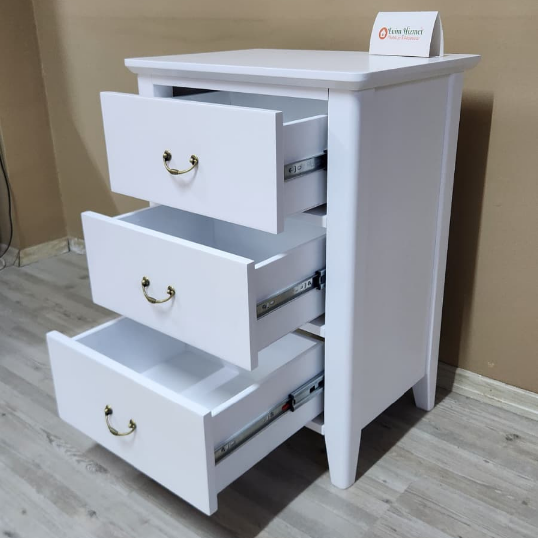 Evim Hizmet Nova 3 Çekmeceli Beyaz Komodin - Görsel 8