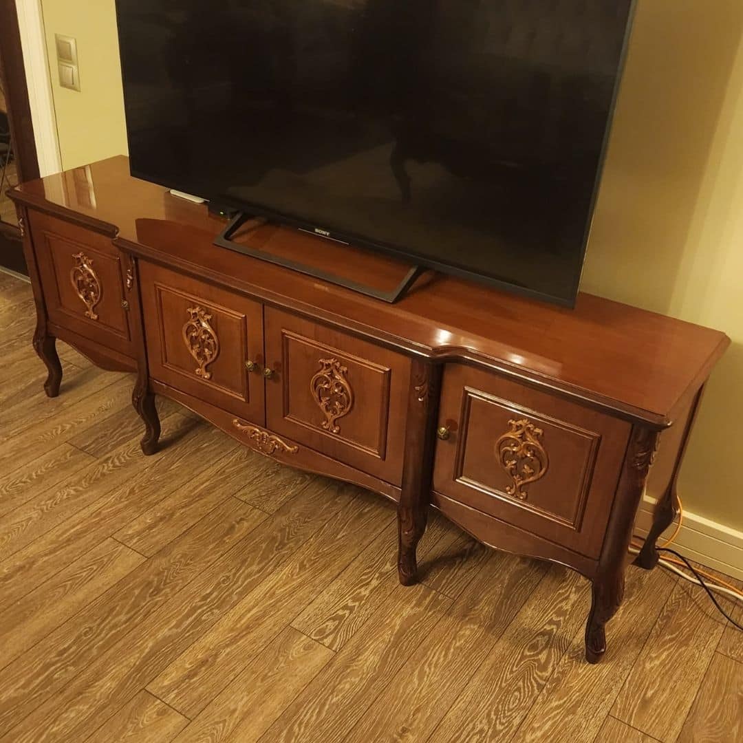 Evim Hizmet Efes Oymalı Parlak Ceviz Tv Sehpası - Görsel 9