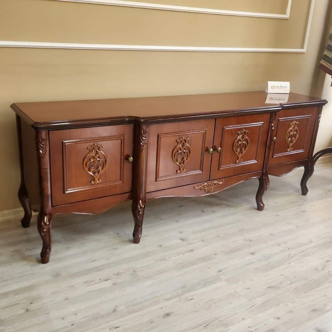 Evim Hizmet Efes Oymalı Parlak Ceviz Tv Sehpası - Görsel 3