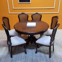 Evim Hizmet Ceviz Yuvarlak Açılır Masa Sandalye Takımı