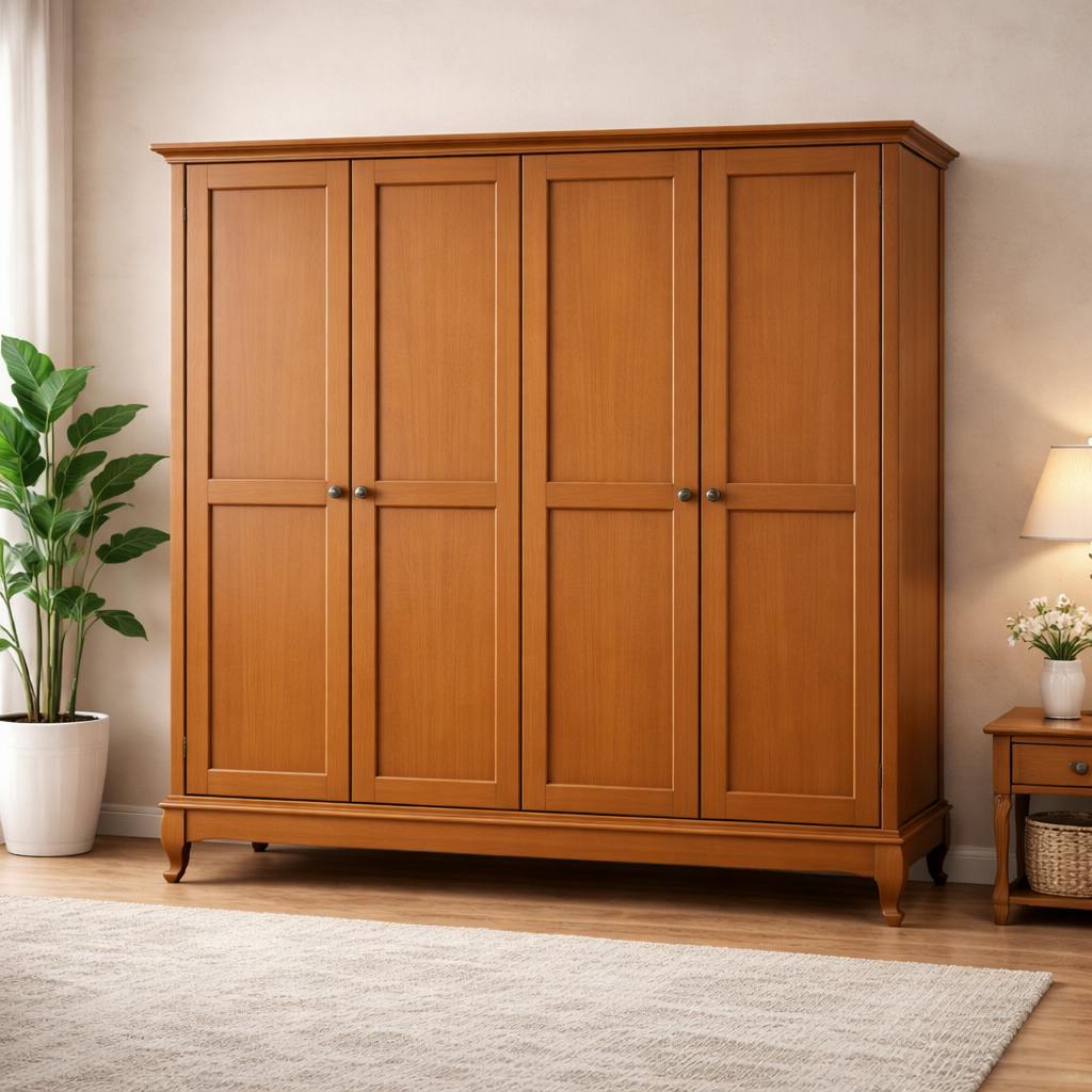 Evim Hizmet 180 Cm Açık Ceviz 4 Kapaklı Gardrop