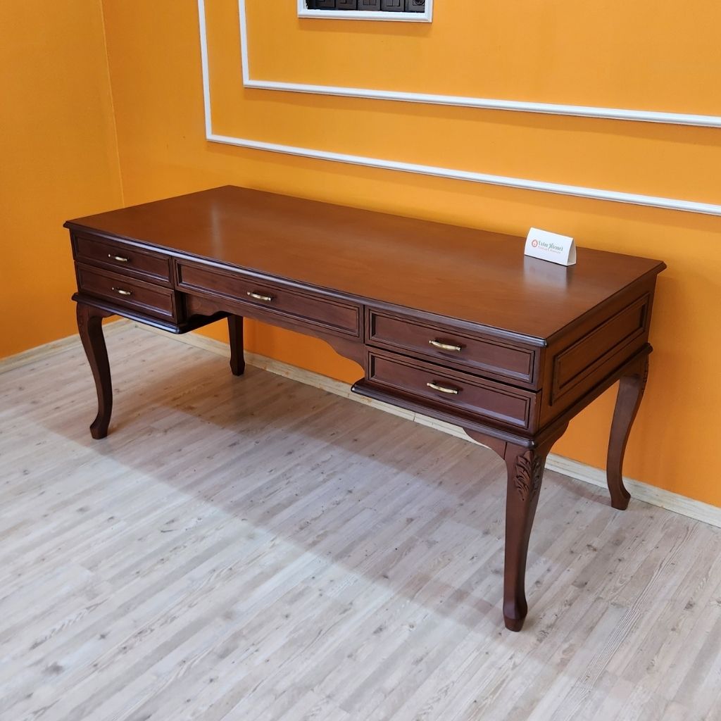 Evim Hizmet Ceviz 170 Cm Lükens Çıtalı Oymalı Çizgi Çalışma Masası