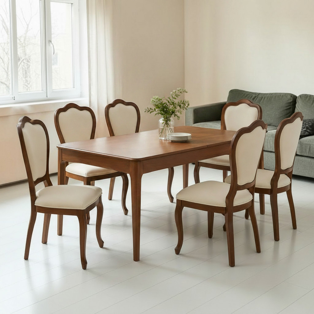 Evim Hizmet 140 Cm Açılır Soft Masa Klasik Sandalye Takımı
